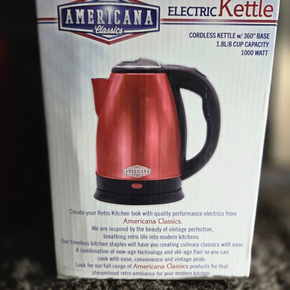 Brand New Americana Classics Electric Cordless Kettle Red - 8 Cup - Picture 6 of 7